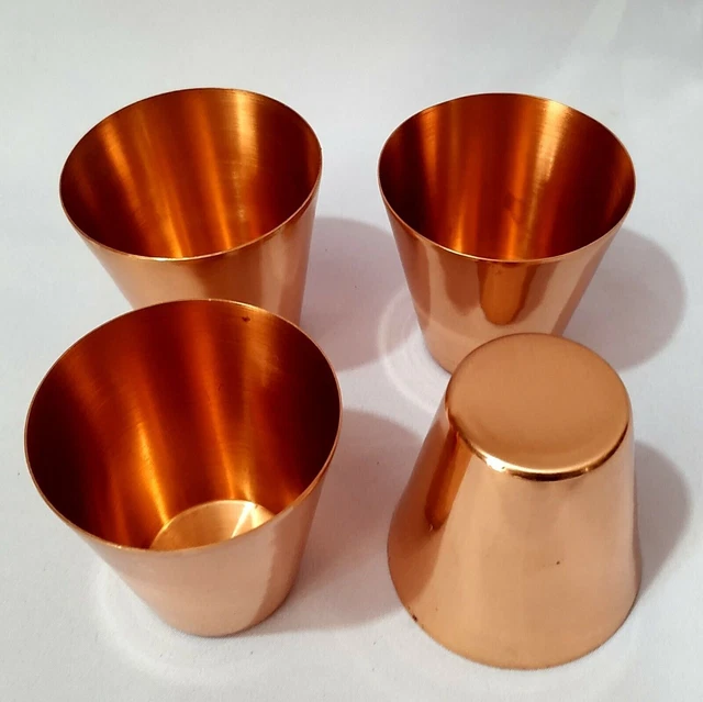 Set da 4 pezzi di bicchieri per vodka da bar in rame puro opaco, di...
