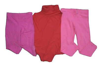 In buonissima condizione 3x Ragazze Per Bambini Vestiti Bundle Rosso Roll Turtle Neck leggings rosa pizzo