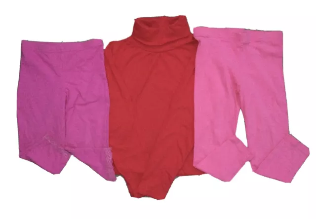 In perfette condizioni 3x Pacchetto vestiti bambine rotolo rosso collo tartaruga rosa pizzo