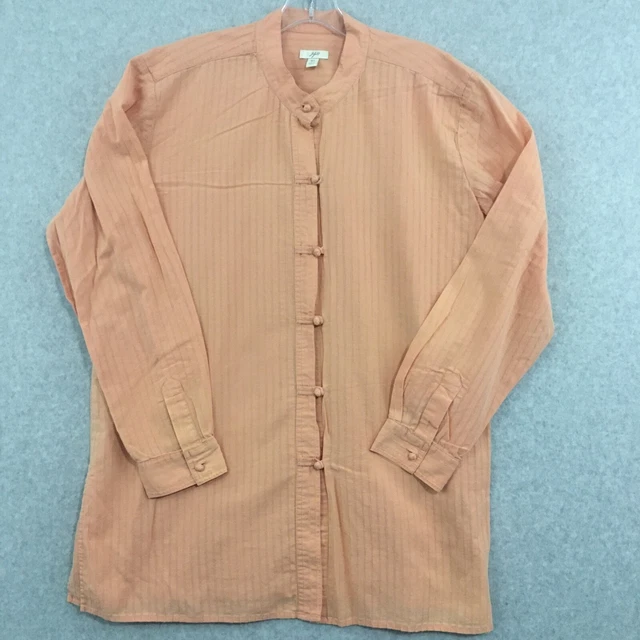 JJill Womens Top  Medium Tall Orange CottonBoho Long Sleeve Lagenlook Shirt