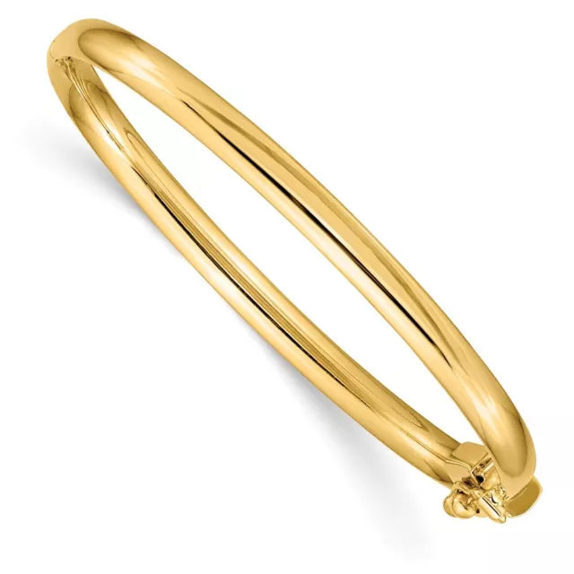 Real 14kt Yellow Gold Polished Hinged Safety Clasp Baby Bangle