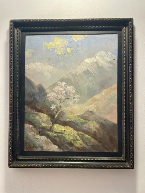 Huile sur panneau bois ,signée Dieudonné Jacobs(1887-1967) Paysage De Montagne