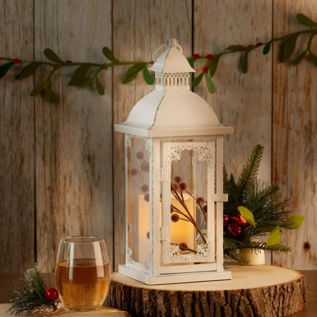 Set of 12 - White Ornate Lantern Rustic Wedding Centerpieces Table Decor MW36946