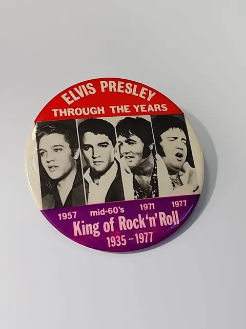 Elvis Presley Through the Years Button Pin King of Rock 'n' Roll 1935-1977