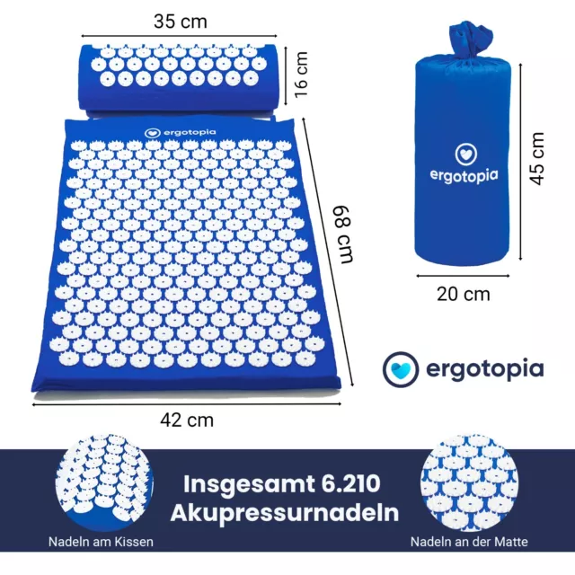 Ergotopia Akupressurmatte + Akupressurkissen | Massagematte Set | Nagelmatte 2