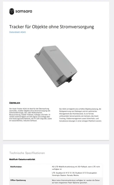 *NEU* Samsara asset tracker AG 41 Tracker für Objekte Ohne Stromversorgung