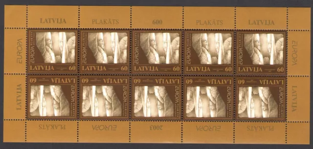 2003 EUROPA CEPT Lettonia , Latvija n. 1 Minifeuille entiÃ¨re di 10 val "Arte