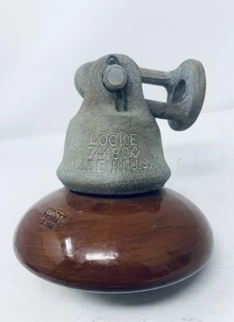 1955AD Vintage LOCKE 74480 Large Porcelain High Voltage 10,000 lb Insulator -
