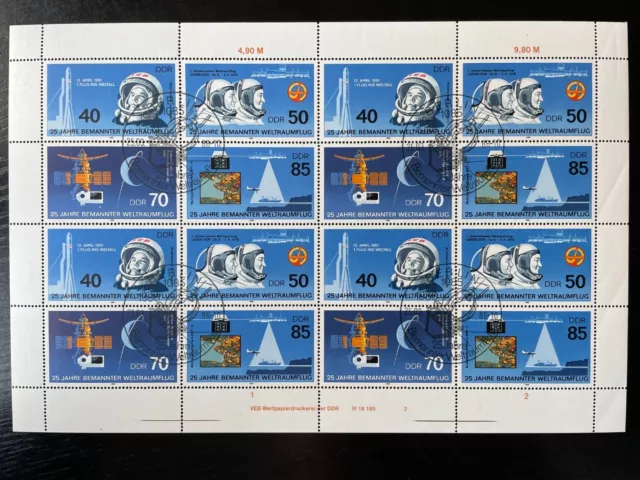 DDR, MiNr. 3005 DV WPD 2 kompletter Bogen FNr. 2 gestempelt Druckvermerk [DDB300