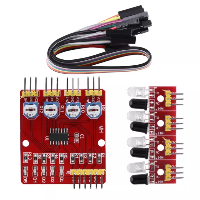 4-channel Infrared Reflection Tracking Sensor Module Set Obstacle Avoidance