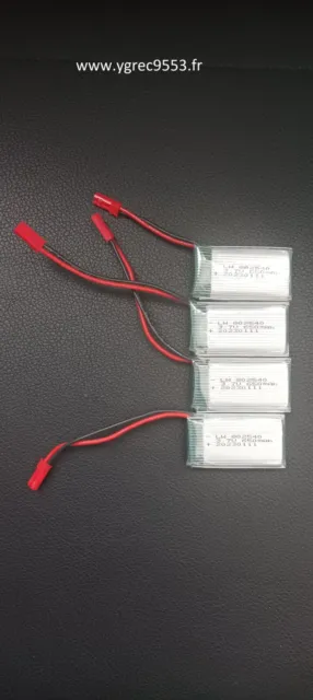 Lot de 4 batteries LW802540 Lipo 3.7v 650mah (prise rouge)
