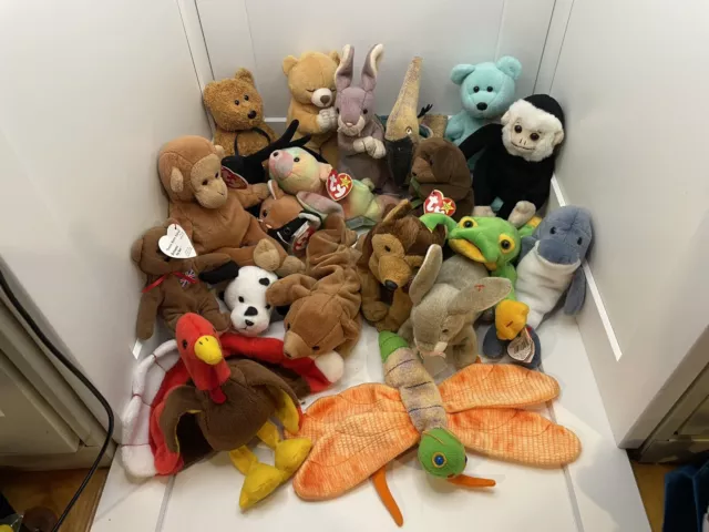 Mixed Lot Of 20 Ty Beanie Babies Random  Animals With And Without Tags