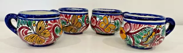 Talavera Mexican Folk Art Signed Hand Painted Coffee Mugs-Set of 4