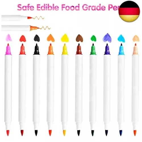 10 Farbe essbarer doppelköpfiger Farbstift Pinsel Lebensmittelfarbstift zum 2