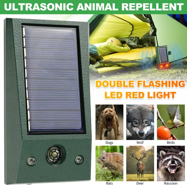 Solar Cat Dog Repellent Ultrasonic Fox Pest Scarer Deterrent Repeller Garden Uk