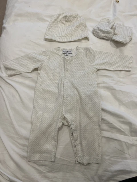 Emporio Armani Gift Set Baby Grow Romper, Hat Booties L, Size 3 Months Boy Girl