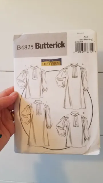 Butterick B4825 Sz SML Renaissance Shirt Costume Pattern UNCUT