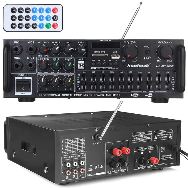 Stereo Power Audio Amplifier 2000W Bluetooth 5.0 for Home Theater Speaker Studio