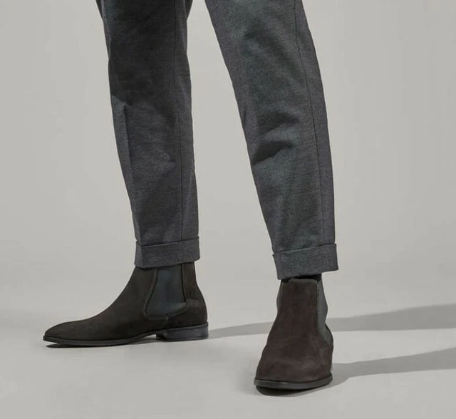 KURT GEIGER LONDON Mens Grey Suede Chelsea Boot UK 6.5 (40) BNWB