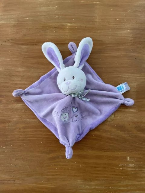 0/Doudou Plat Lapin Blanc Mauve Coeurs Oiseau Tex Baby Tbe