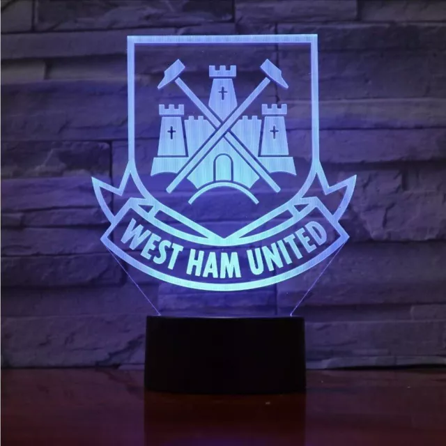 3D LED Soccer West Ham United Football FCNight Light Bluetooth Music Lamp Decor