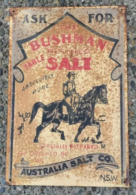 Old Australian Salt Company, Bushman Refined Salt Rusty Metal Sign