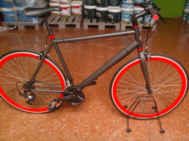 Bicicleta FIXIE Cambio Shimano Cuadro BH Roja y Negra