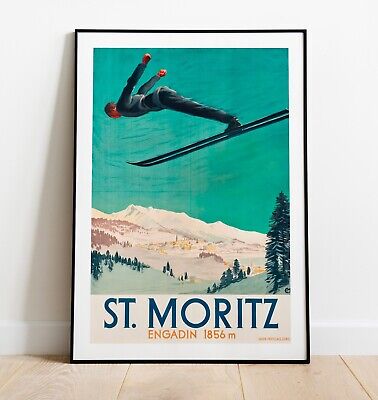 Vintage Skiing Print, St Moritz Print, Ski Print, St. Moritz Art Poster