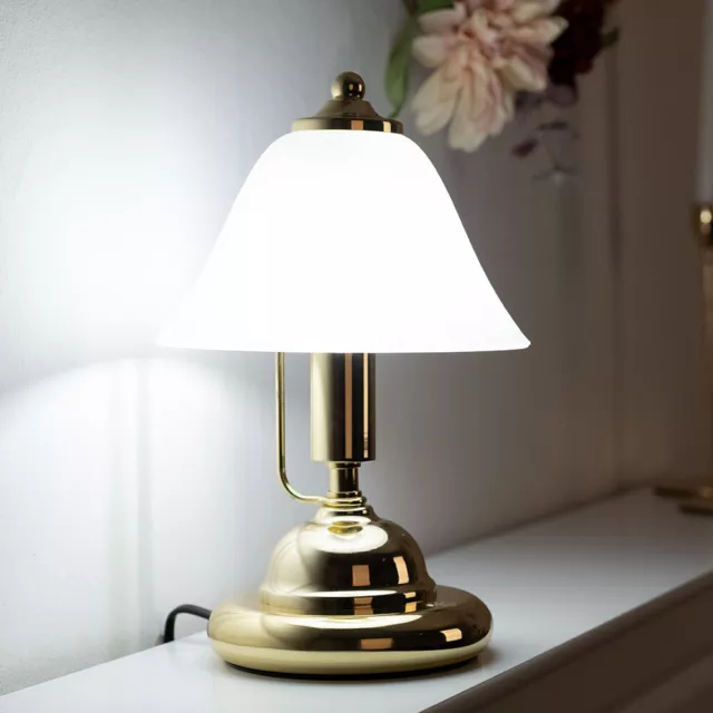 Lampe de chevet Touch lampe de table en laiton Lampe de chevet LED en verre  opale