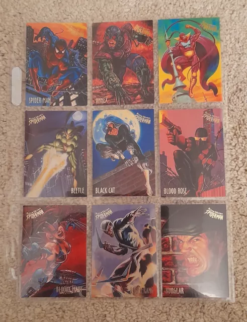 Fleer Ultra 1995 Spiderman Handelsset Goldenes Netz Meisterwerke Holoblast Clearc