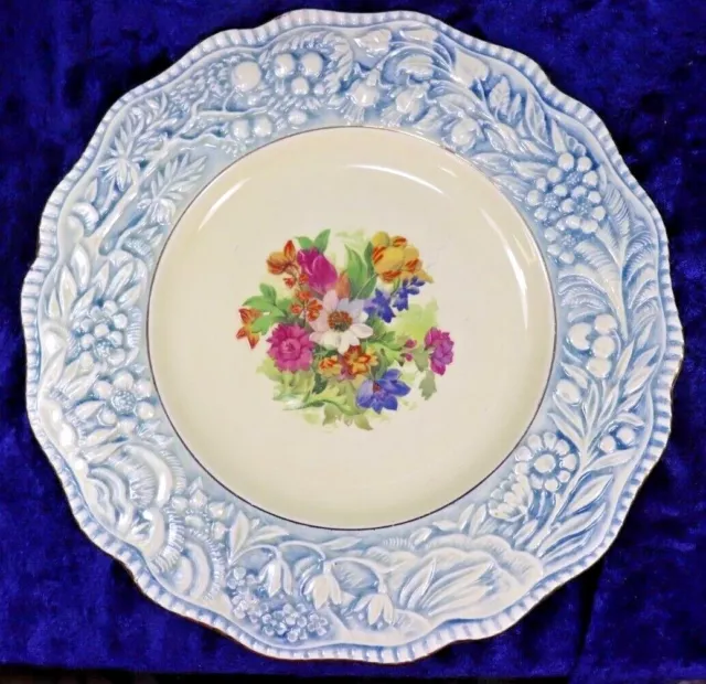 Crown Ducal Florentine 11" Dinner Plate Embossed Floral Design VTG England C7