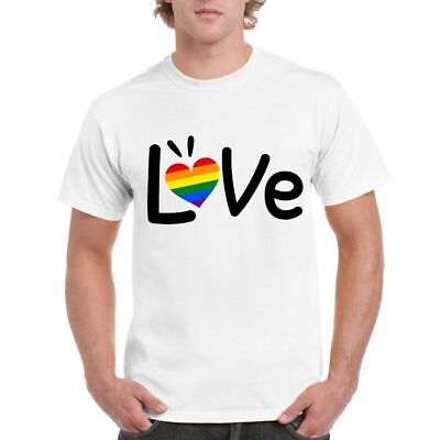 T-SHIRT LOVE Pride Rainbow Design stampato sul petto logo LGBT + T-Shirt Manica Corta Top
