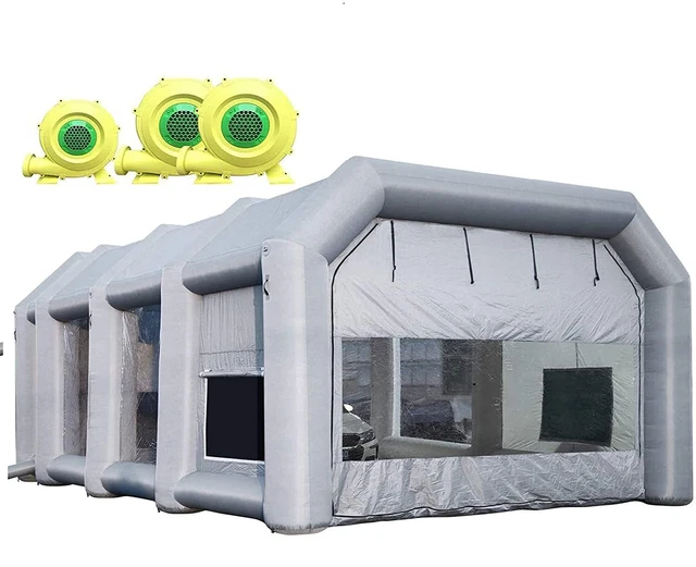 Sewinfla 39x20x13Ft Inflatable Paint Booth with 3 High Power Blowers Air Filter
