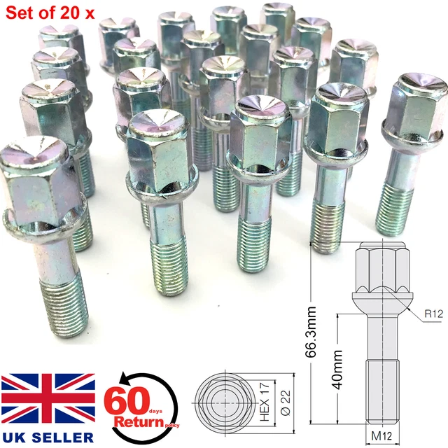 20 X ALLOY WHEEL BOLTS FOR MERCEDES BENZ CCLASS (199307) W202 W203