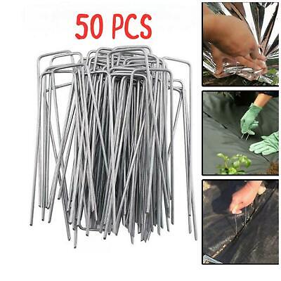 50 PCS Weed Mat Pins Heavy Duty Galvanised Steel U Shaped Garden Securing Pegs