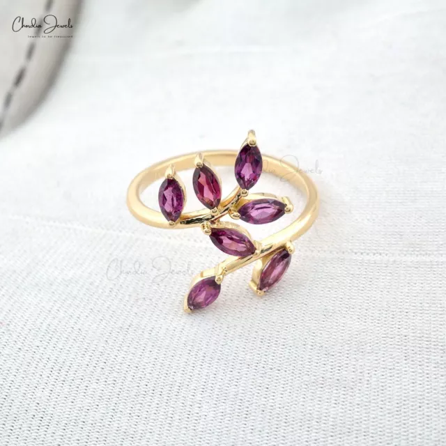 Rhodolite Garnet Ring Marquise Gemstone Ring 14k Yellow Gold Wedding Gift Ring