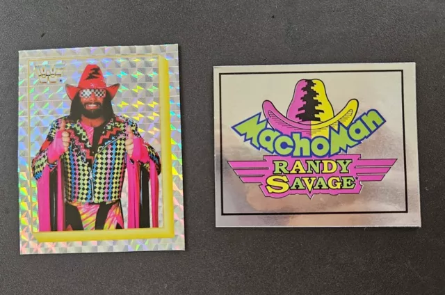 Rare FOIL Macho Man Randy Savage 1993 Merlin Stickers Card WWE WWF Wrestling