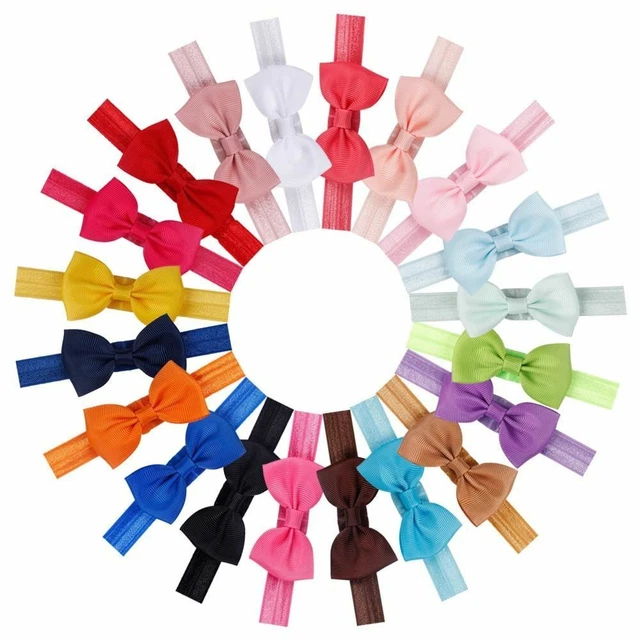 20pcs / Set Carino Fiocco Cravatta Fascia Capelli Artigianale Grosgrain Elastico