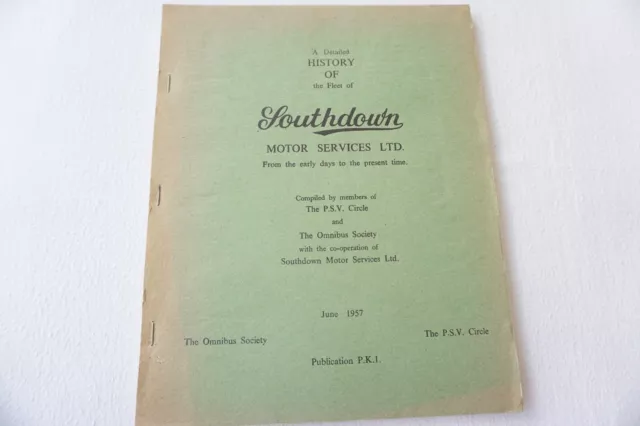 1957 Southdown Motor Services Bus Fleet History PSV Circle List Book PK1