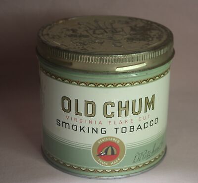 Vtg. Old Chum Tobacco Tin / Can Imperial Tobacco Co. Canada Ltd. 1/2 Lb. Round