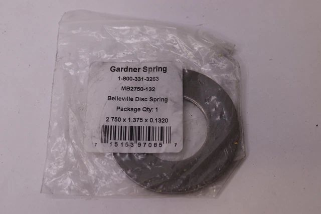 Gardner Belleville Disc Spring Grade 1074 Steel 1-3/8" MB2750-132