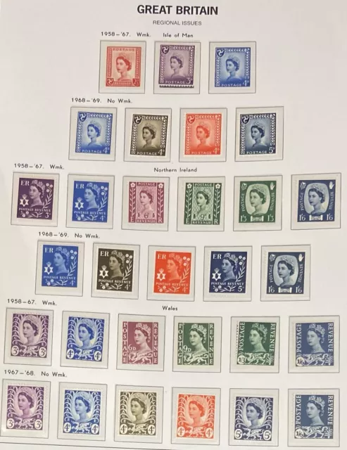 GB STAMPS REGIONAL DEFINITIVES MNH 1958-70 Pre Decimal (72 Stamps).