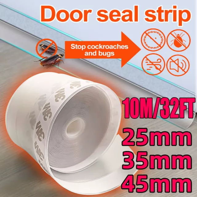 Door Draught Excluder Seal Strip Weather Tape Under Draft Self Adhesive Rubber