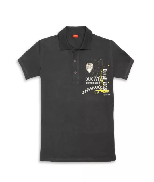 Ducati Retro Meccanica short Sleeve Polo T-Shirt Grey New