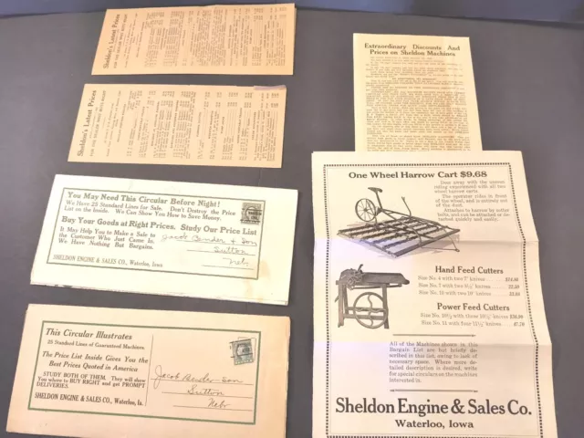 1920 Sheldon's Engine Co Farm Equipment Price List Sales Brochure Advertising