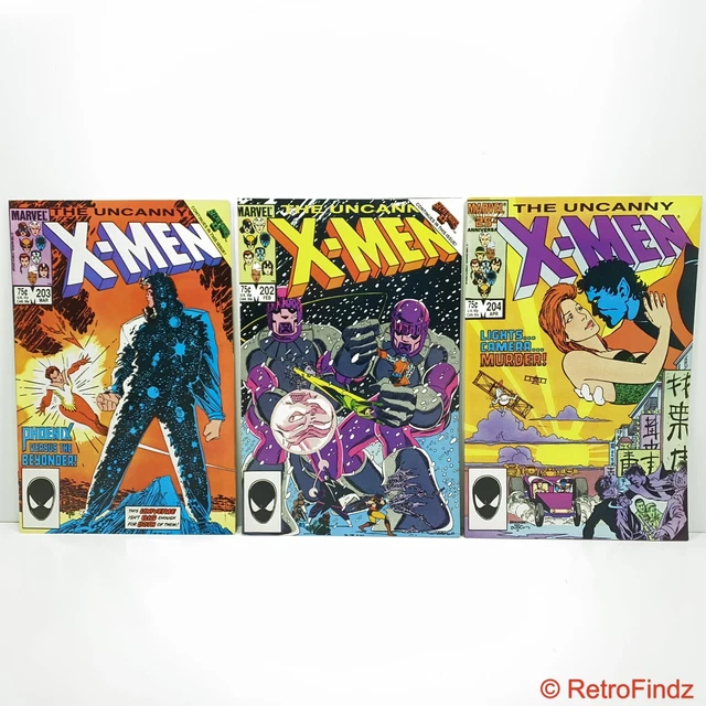 Uncanny X-Men￼ #202, 203, 204 [3 Comic Lot] 1986 Marvel Comic Books