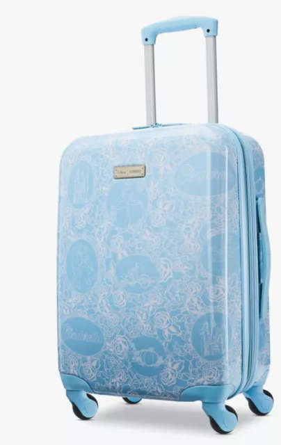 Disney Luggage Cinderella Spinner Suitcase Hardshell Carry On Blue WARRANty