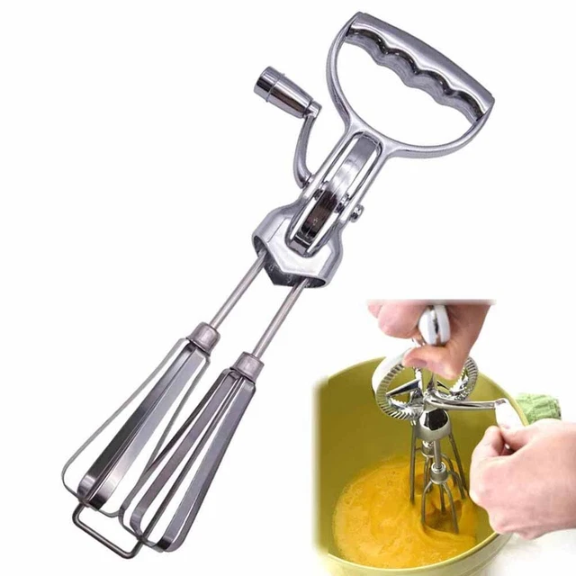 Frullino Manuale In Acciaio Inox Per Uova – Semiautomatico, Doppia Testa Circolare E Design Salvaspazio