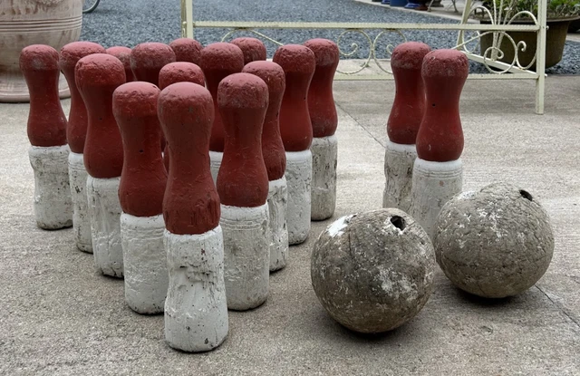 ANCIEN JEU de BOWLING 1900-8 QUILLES BOIS-BOULE BAKéLITE EUR 200,00 - FR