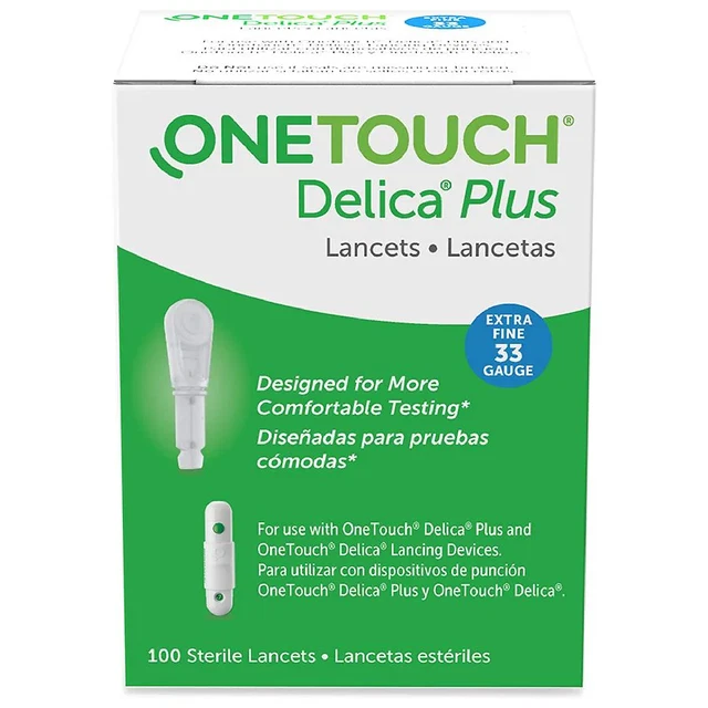 OneTouch Delica Plus Lancets 100 calibre 33 diabético indoloro exp. 2026